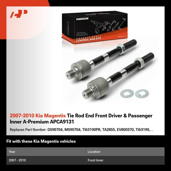 2007-2010 Kia Magentis Tie Rod End Front Driver & Passenger Inner A-Premium APCA9131