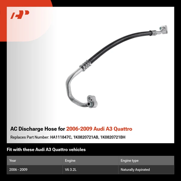 AC Discharge Hose for 2006-2009 Audi A3 Quattro