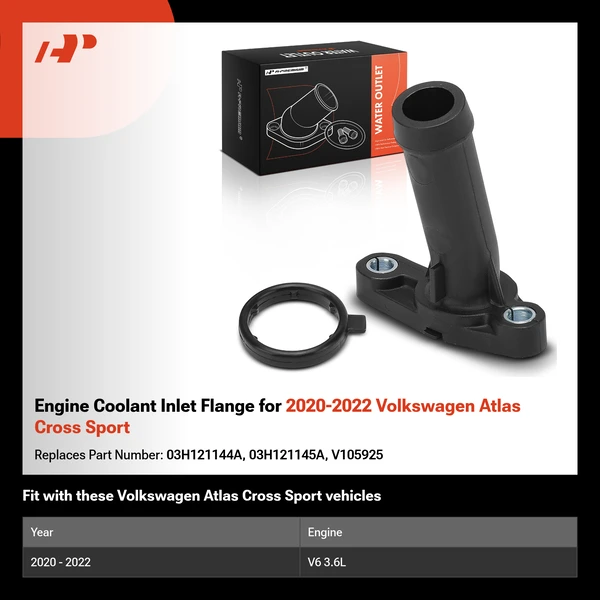 Engine Coolant Inlet Flange for 2020-2022 Volkswagen Atlas Cross Sport
