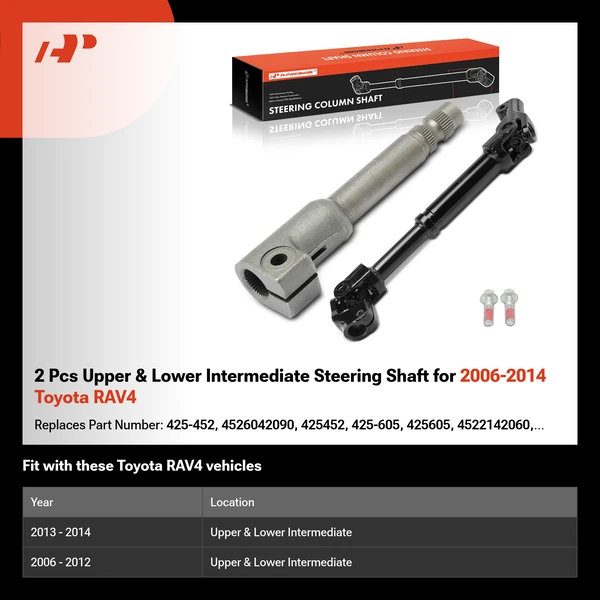 2 Pcs Upper & Lower Intermediate Steering Shaft for 2006-2014 Toyota RAV4