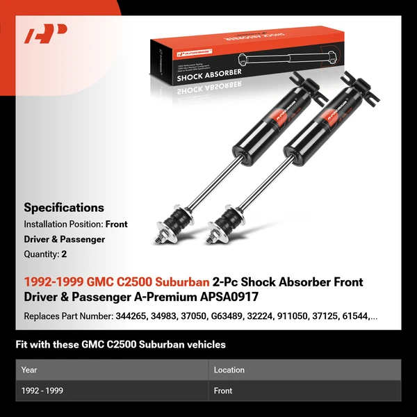 1992-1999 GMC C2500 Suburban 2-Pc Shock Absorber Front Driver & Passenger A-Premium APSA0917