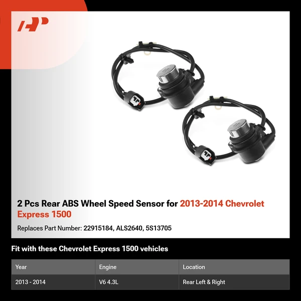 2 Pcs Rear ABS Wheel Speed Sensor for 2013-2014 Chevrolet Express 1500