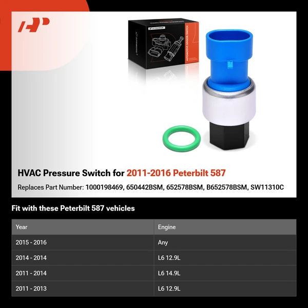 HVAC Pressure Switch for 2011-2016 Peterbilt 587
