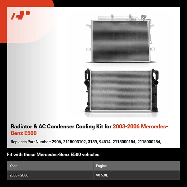 Radiator & AC Condenser Cooling Kit for 2003-2006 Mercedes-Benz E500