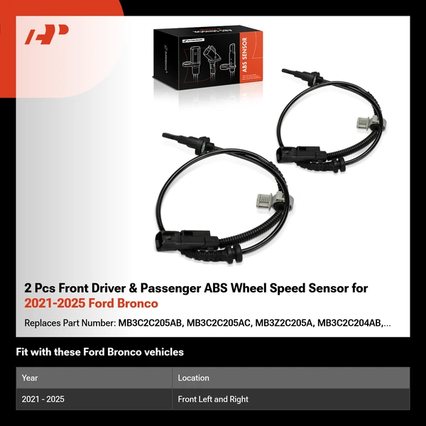 2 Pcs Front Driver & Passenger ABS Wheel Speed Sensor for 2021-2025 Ford Bronco