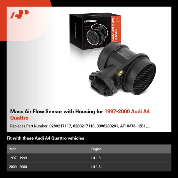 Mass Air Flow Sensor with Housing for 1997-2000 Audi A4 Quattro