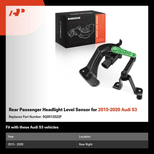 Rear Passenger Headlight Level Sensor for 2015-2020 Audi S3