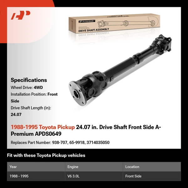 1988-1995 Toyota Pickup 24.07 in. Drive Shaft Front Side A-Premium APDS0649