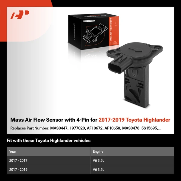 Mass Air Flow Sensor with 4-Pin for 2017-2019 Toyota Highlander