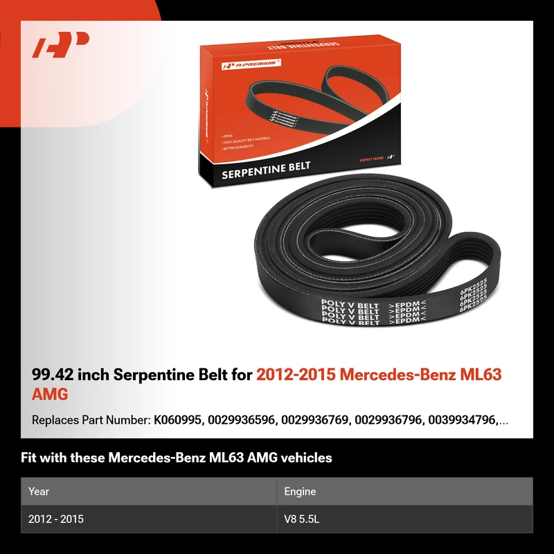 99.42 inch Serpentine Belt for 2012-2015 Mercedes-Benz ML63 AMG