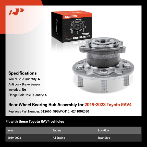 Rear Wheel Bearing Hub Assembly for 2019-2023 Toyota RAV4