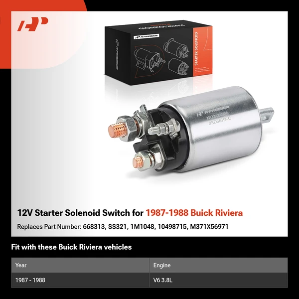 12V Starter Solenoid Switch for 1987-1988 Buick Riviera