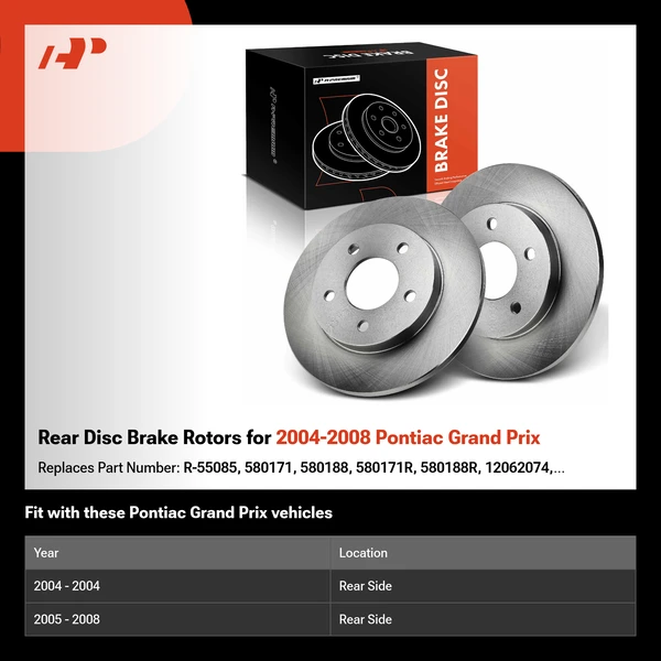 Rear Disc Brake Rotors for 2004-2008 Pontiac Grand Prix