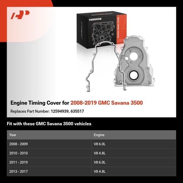 Engine Timing Cover for 2008-2019 GMC Savana 3500
