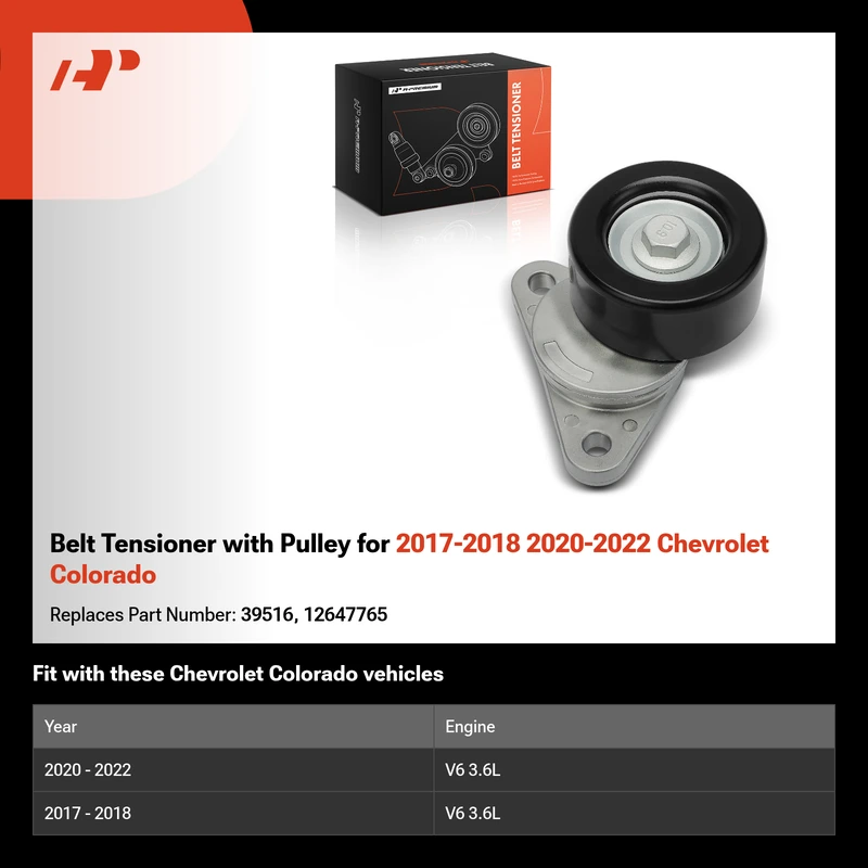 Belt Tensioner with Pulley for 2017-2018 2020-2022 Chevrolet Colorado