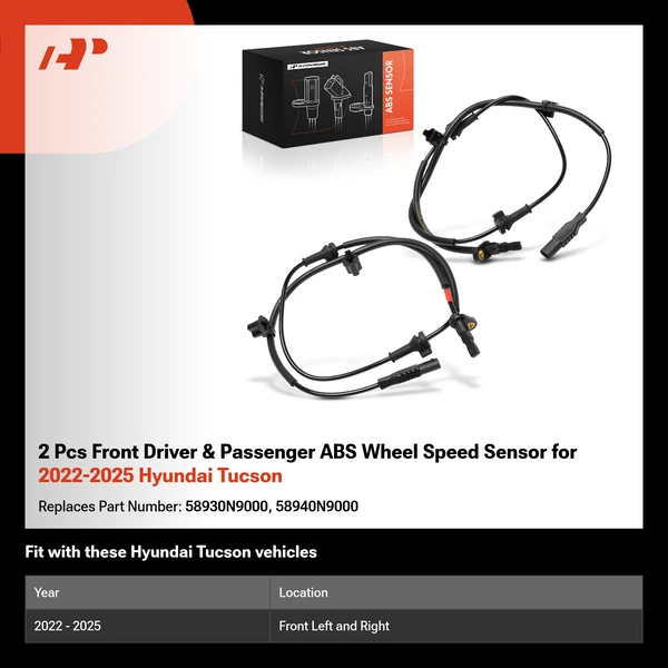 2 Pcs Front Driver & Passenger ABS Wheel Speed Sensor for 2022-2025 Hyundai Tucson