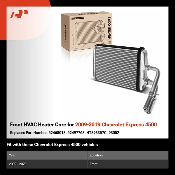 Front HVAC Heater Core for 2009-2019 Chevrolet Express 4500