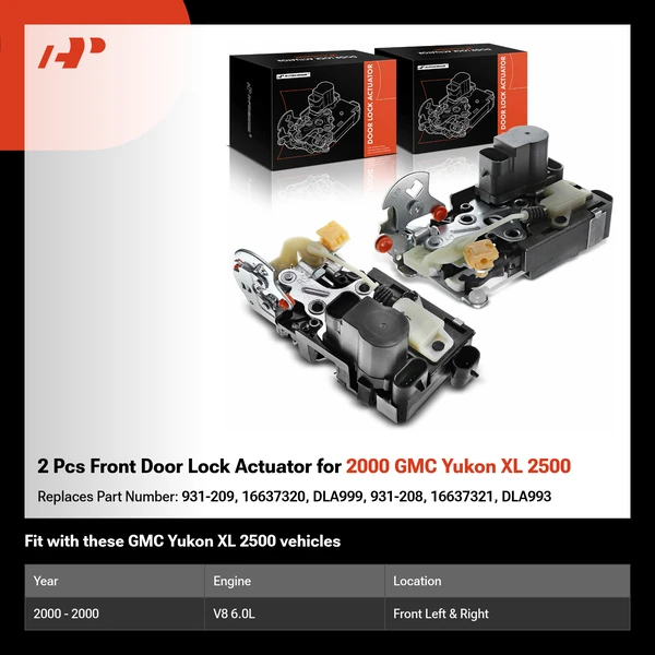 2 Pcs Front Door Lock Actuator for 2000 GMC Yukon XL 2500