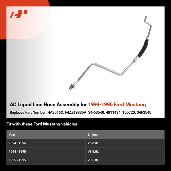 AC Liquid Line Hose Assembly for 1994-1995 Ford Mustang