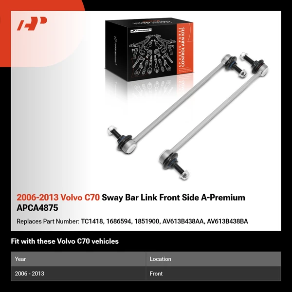 2006-2013 Volvo C70 Sway Bar Link Front Side A-Premium APCA4875