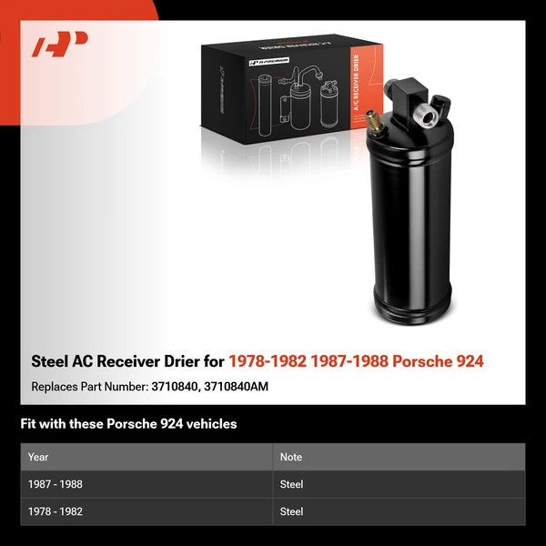 Steel AC Receiver Drier for 1978-1982 1987-1988 Porsche 924