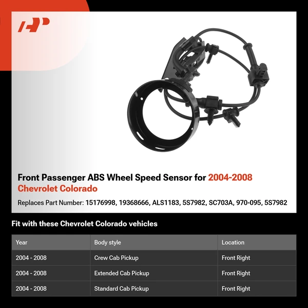 Front Passenger ABS Wheel Speed Sensor for 2004-2008 Chevrolet Colorado