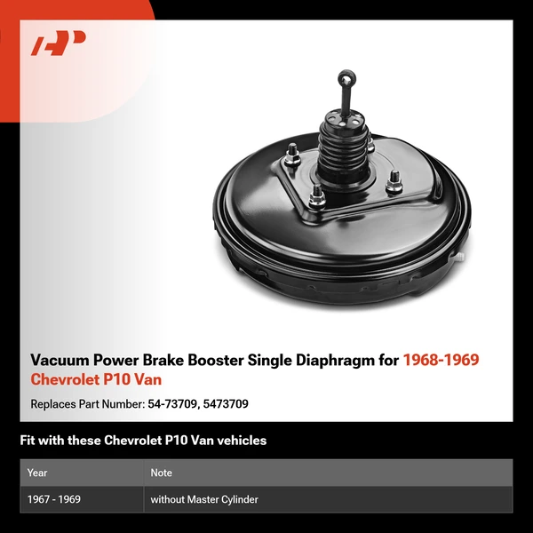 Vacuum Power Brake Booster Single Diaphragm for 1968-1969 Chevrolet P10 Van