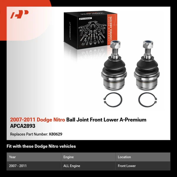 2007-2011 Dodge Nitro Ball Joint Front Lower A-Premium APCA2893