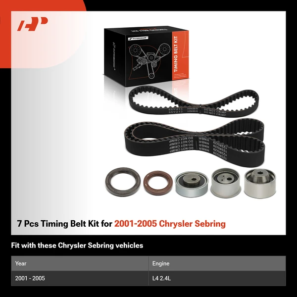 7 Pcs Timing Belt Kit for 2001-2005 Chrysler Sebring