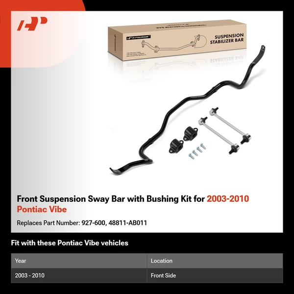 Front Suspension Sway Bar with Bushing Kit for 2003-2010 Pontiac Vibe