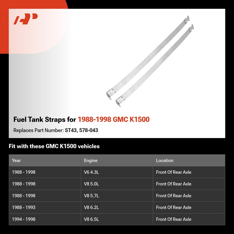 Fuel Tank Straps for 1988-1998 GMC K1500