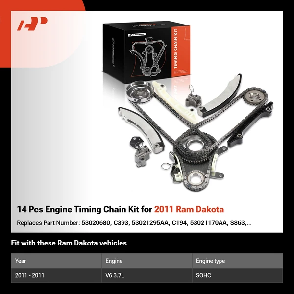 14 Pcs Engine Timing Chain Kit for 2011 Ram Dakota