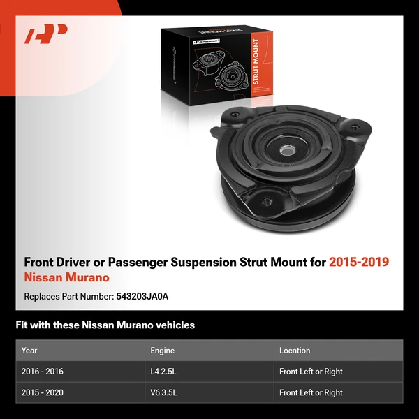 Front Driver or Passenger Suspension Strut Mount for 2015-2019 Nissan Murano