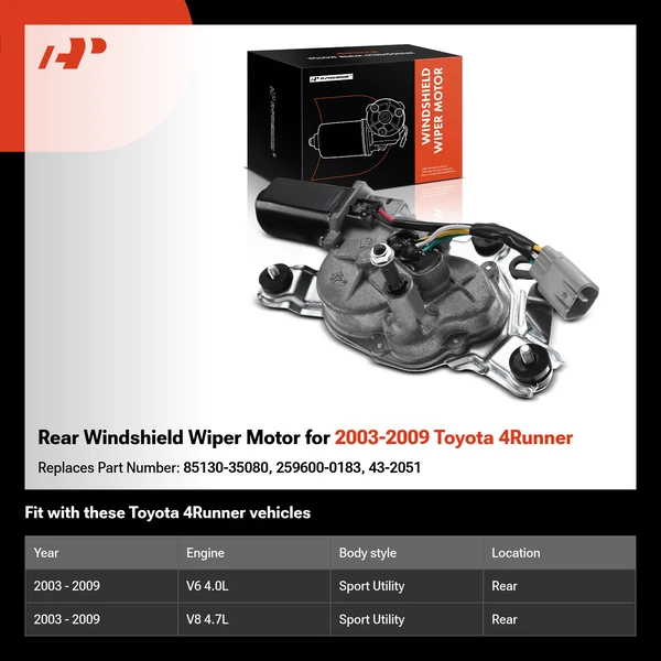 Rear Windshield Wiper Motor for 2003-2009 Toyota 4Runner