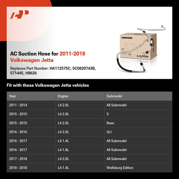AC Suction Hose for 2011-2018 Volkswagen Jetta