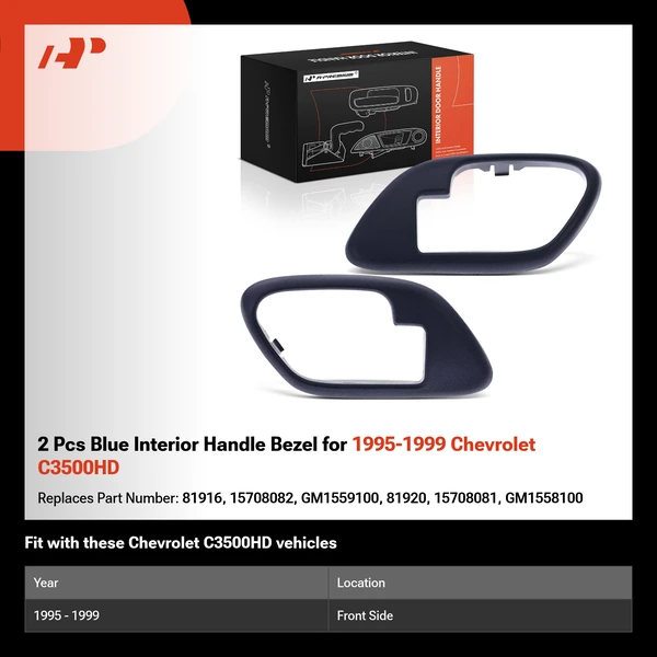 2 Pcs Blue Interior Handle Bezel for 1995-1999 Chevrolet C3500HD