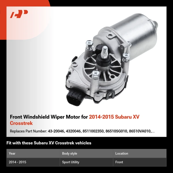 Front Windshield Wiper Motor for 2014-2015 Subaru XV Crosstrek