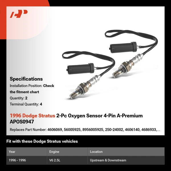 1996 Dodge Stratus 2-Pc Oxygen Sensor 4-Pin A-Premium APOS0947