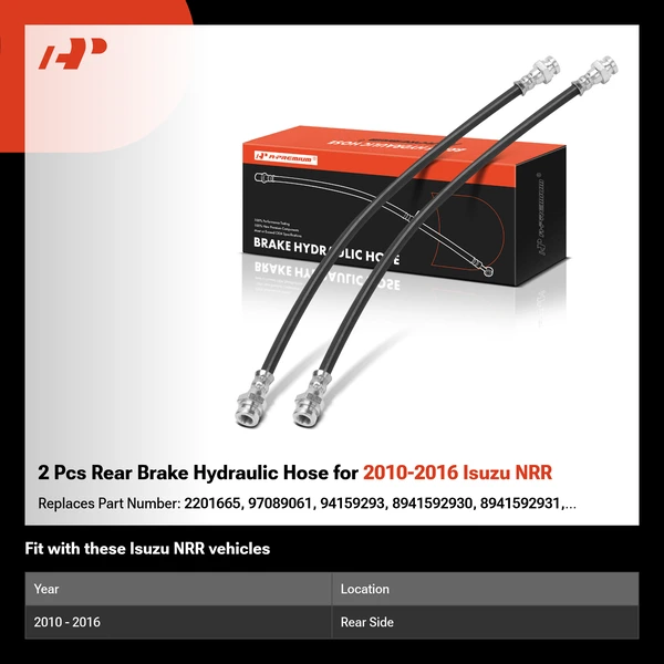 2 Pcs Rear Brake Hydraulic Hose for 2010-2016 Isuzu NRR