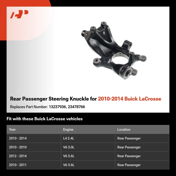 Rear Passenger Steering Knuckle for 2010-2014 Buick LaCrosse