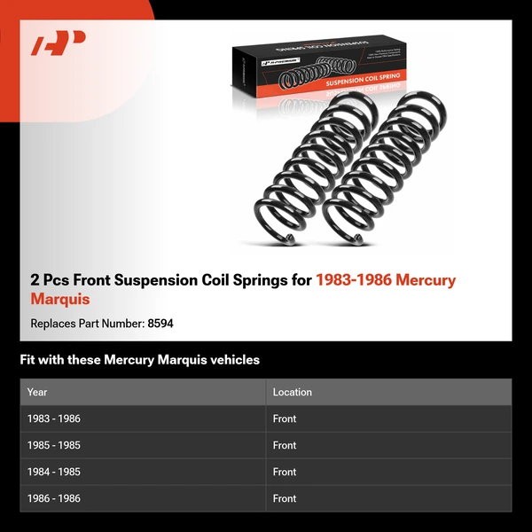 2 Pcs Front Suspension Coil Springs for 1983-1986 Mercury Marquis