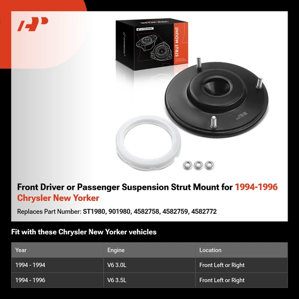 Front Driver or Passenger Suspension Strut Mount for 1994-1996 Chrysler New Yorker