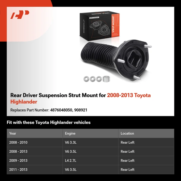 Rear Driver Suspension Strut Mount for 2008-2013 Toyota Highlander