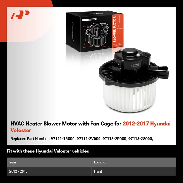 HVAC Heater Blower Motor with Fan Cage for 2012-2017 Hyundai Veloster