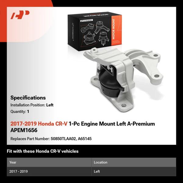 2017-2019 Honda CR-V 1-Pc Engine Mount Left A-Premium APEM1656