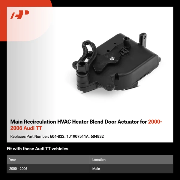 Main Recirculation HVAC Heater Blend Door Actuator for 2000-2006 Audi TT