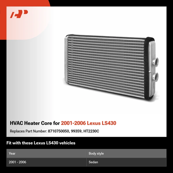 HVAC Heater Core for 2001-2006 Lexus LS430
