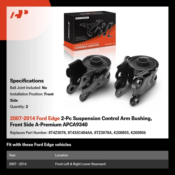 2007-2014 Ford Edge 2-Pc Suspension Control Arm Bushing, Front Side A-Premium APCA9340