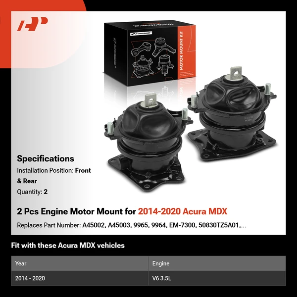 2 Pcs Engine Motor Mount for 2014-2020 Acura MDX