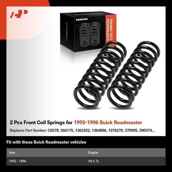 2 Pcs Front Coil Springs for 1992-1996 Buick Roadmaster